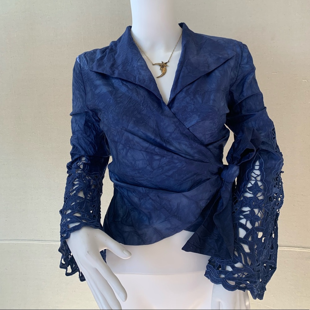Hand died Marisa Baratelli 💯silk wrap top